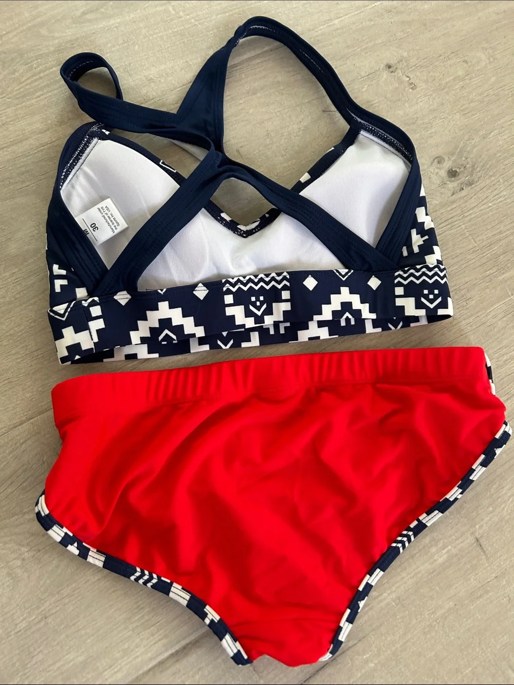 TYR Navy & Red Girls' Geometric Two-Piece Swim Set